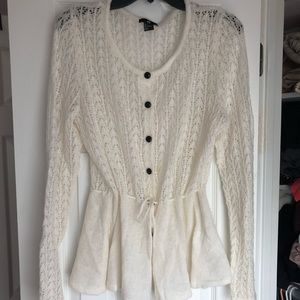 Button up knitted peplum style cardigan sweater